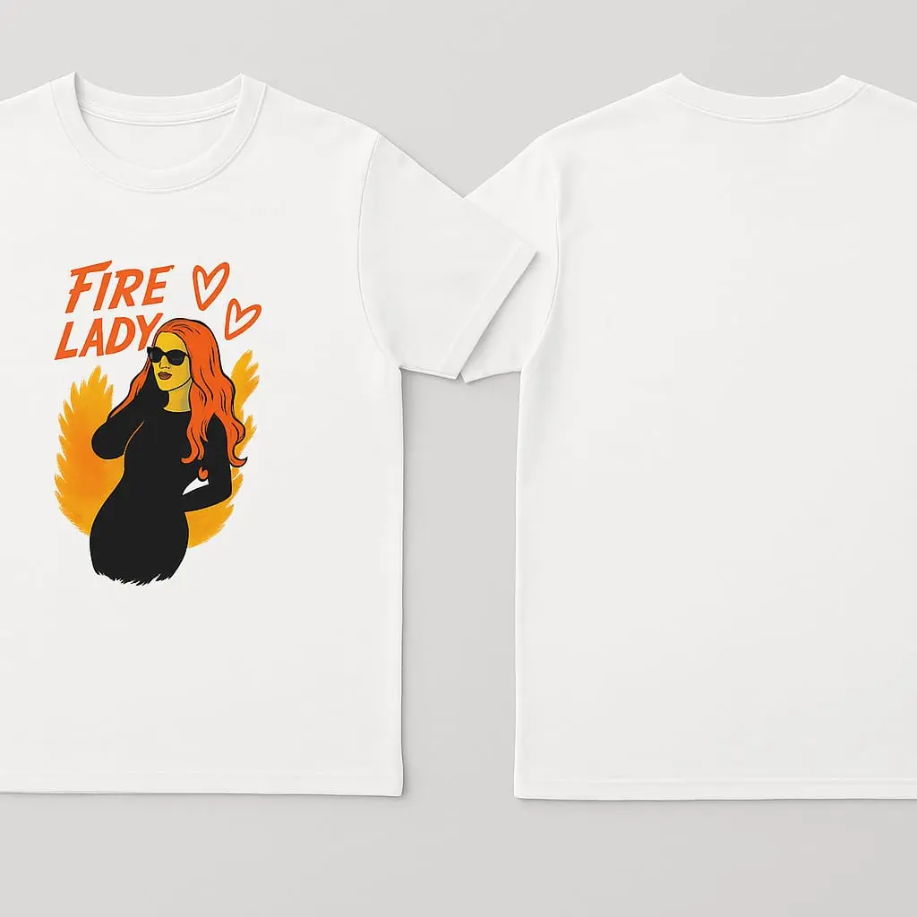 White Fire Lady T Shirt