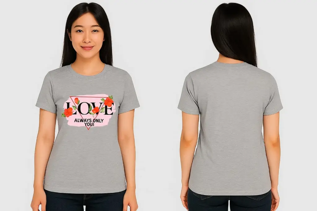 Grey Round Neck Love T-Shirt