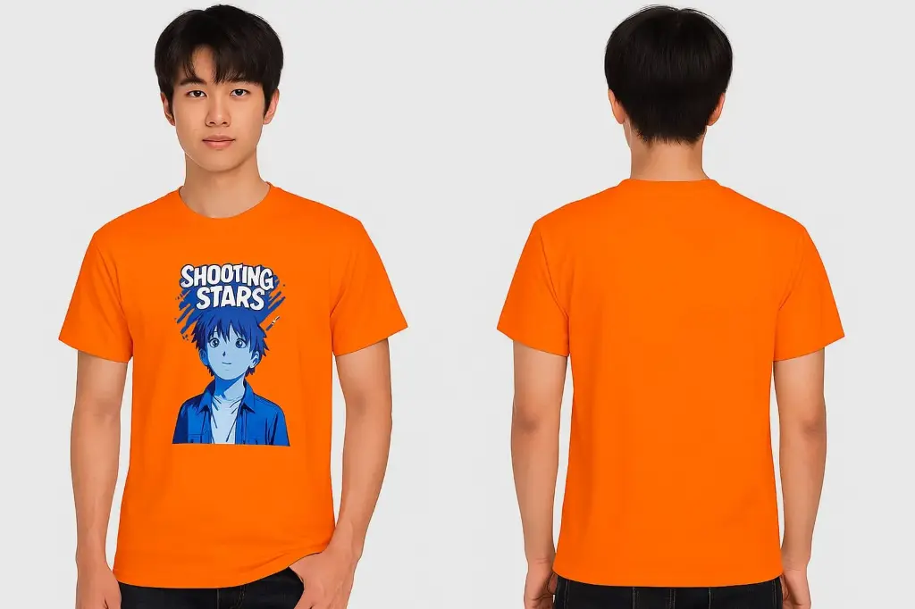 Orange Star Round Neck T-Shirt