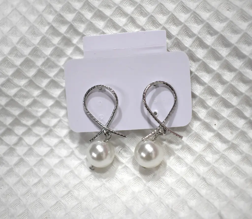 Silver & Pearl Cross Earrings