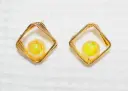 Round Moti with Square Shape Earrings
