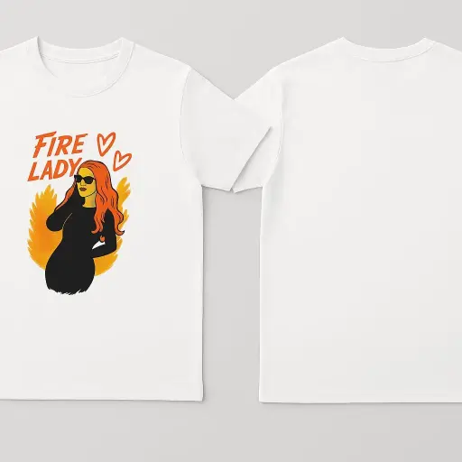[SVTSHIRTWHITE2] White Fire Lady T Shirt