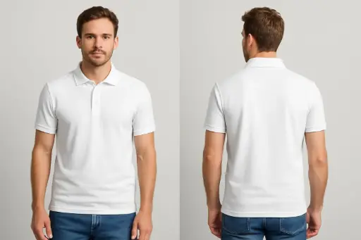 [SVTSHIRTPLAINWHITEL00001] White Plain Polo Neck T-Shirt