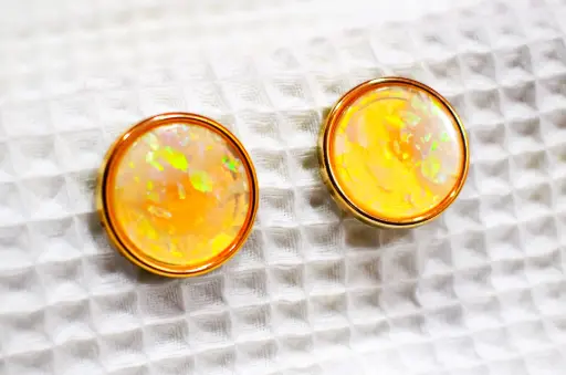 [SVAAJROUNDMAREA0001] Round Marble Design Earrings